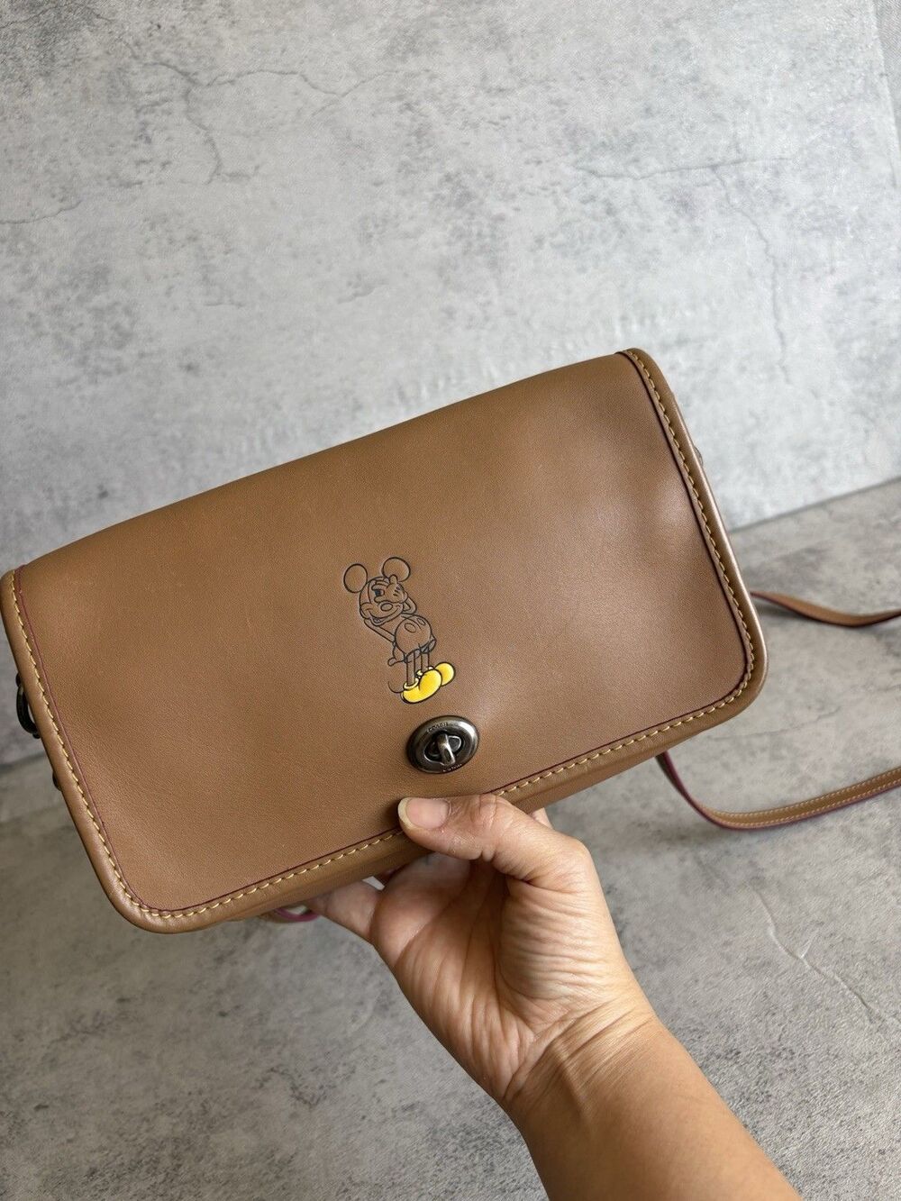 Coach x Disney Mickey Mouse Penny Crossbody Leather Bag Tan-Ltd edition
